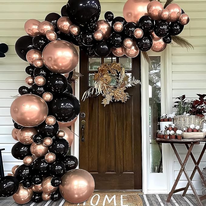 RUBFAC Rose Gold Balloons Different Sizes Latex Party Balloon 154pcs | Elegant - Image 7
