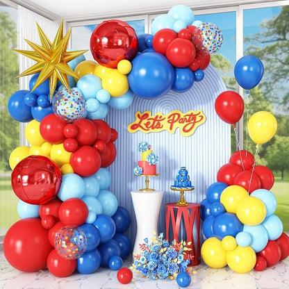 Red Blue Yellow Balloon Arch Garland Kit by Cledeco