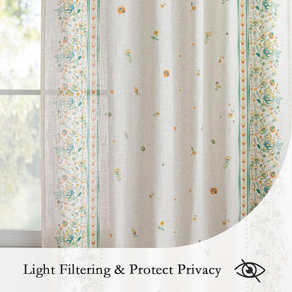 MYSKY HOME Boho Floral Curtains 72 inch - Image 2
