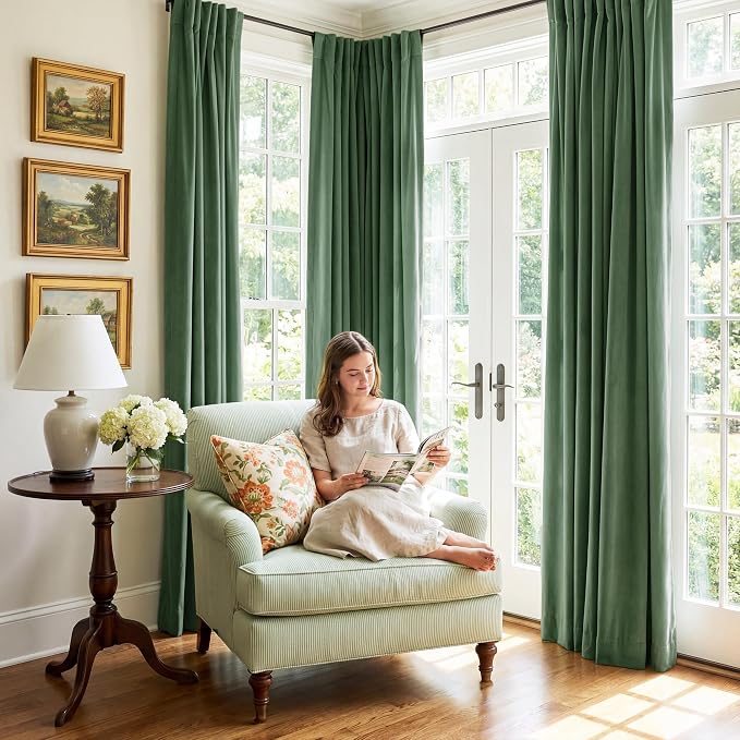 Emerald Green Velvet Thermal Curtains - Image 8