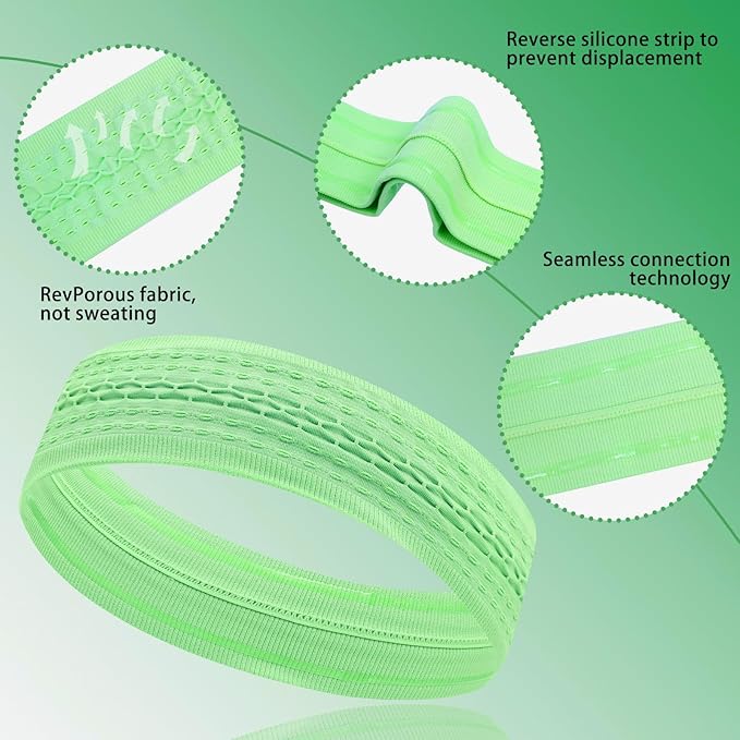 5PCS Wide Sport Headbands for Women Breathable Athletic Sweatbands Non Slip Silicone Fitness Headband Soft Elastic Exercise Hairbands for Yoga Running Sports Travel Indoor Gym