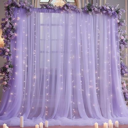 10x8ft Purple Tulle Backdrop Curtain by Partisky