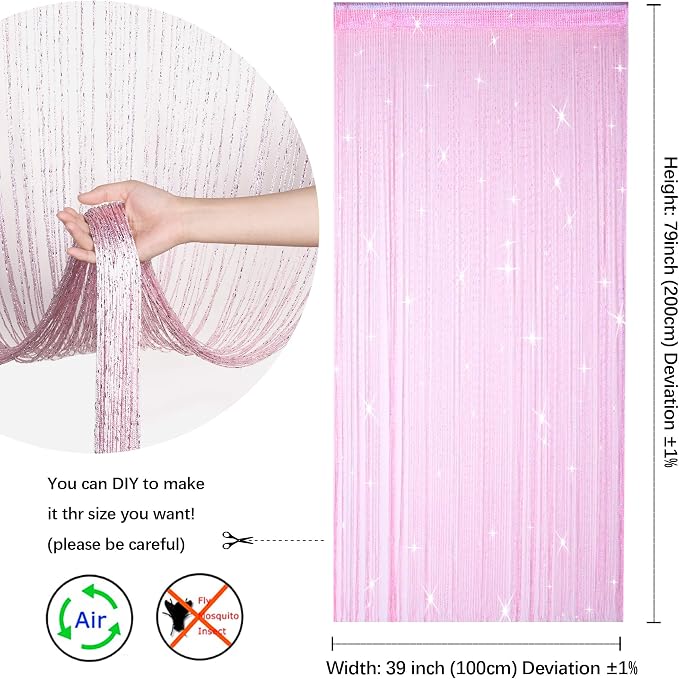2 Pack 39 x 79 Inch Beaded Curtain String Door Curtains, Hippie Room Decor - Image 2