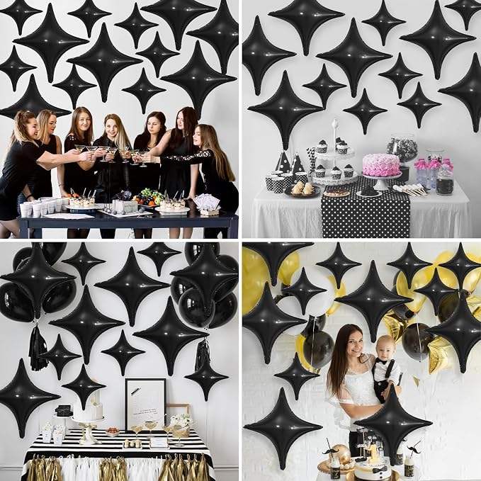 Black Star Balloons, 26Inch and 10Inch Black Quadrangle Helium Polyester Film - Image 7