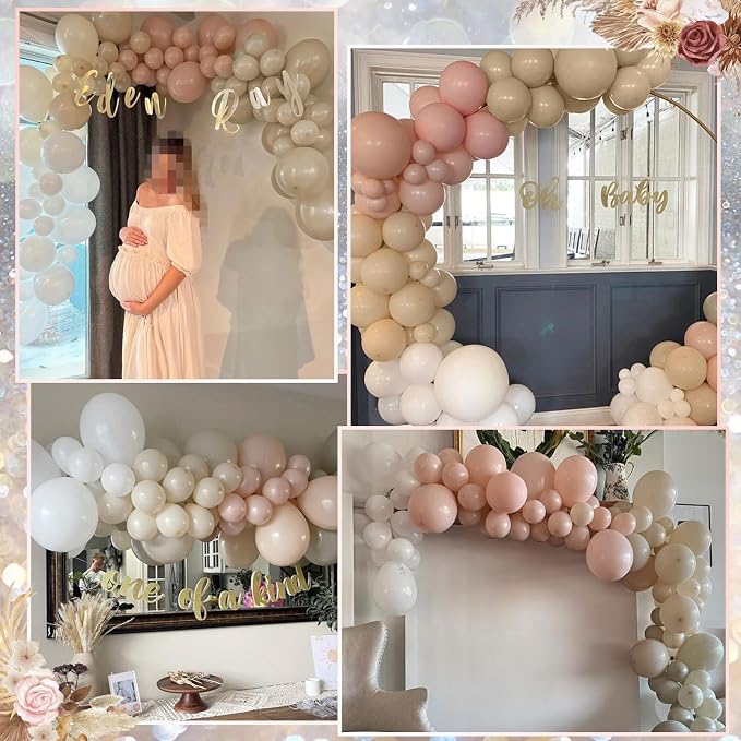 Neutral Balloons Arch Kit, Cream Peach Boho Balloons Garland - Image 6