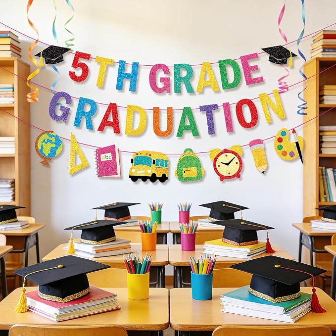 5th Grade Graduation Decorations Banner, Elementary Graduation Party Decor - Image 5