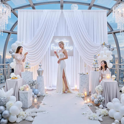 12ft x 10ft White Backdrop Curtains - Image 2