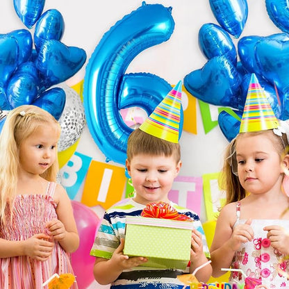 Blue Number 6 Balloon 40 Inch, Big Large Foil Helium Number Balloons, Jumbo - Image 4