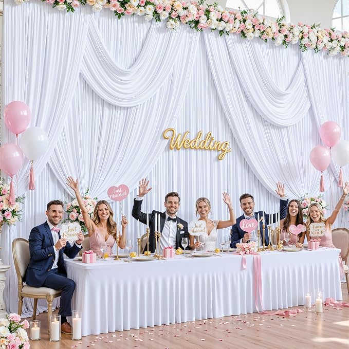 8 Panels White Backdrop Curtains - Image 2