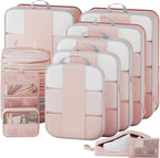 10 Set Compression Packing Cubes for Travel Gifts Women Mom,OlarHike Luggage Clothes Organizer for Travelers,Airplane/Cruise/Car/Train Travel Essentials,Compressible Expandable Saver Space Bags(Beige)