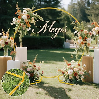 6.6FT Round Metal Arch Backdrop Stand, Metal Wedding Arches Frame | Gold Circle - Image 7