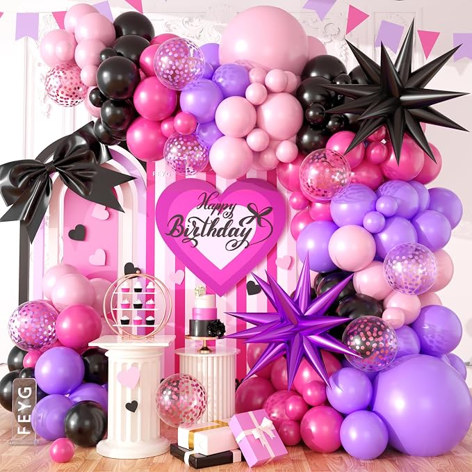 Hot Pink and Purple Balloon Arch Kit by FEYG