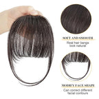 BOGSEA Clip in Bangs Real Human Hair Bangs Hair Clip Fringe with Temples Hairpieces for Women Natural Looking Fake Bangs for Daily Wear (Wispy Bangs, Dark Brown)