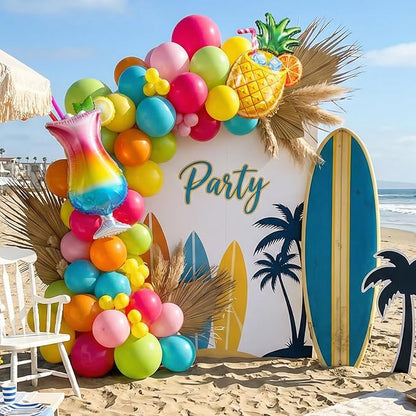 Hawaiian Balloons, Pineapple Tropical Foil Balloons, 12 Inch Teal Pearl Pink - Image 7
