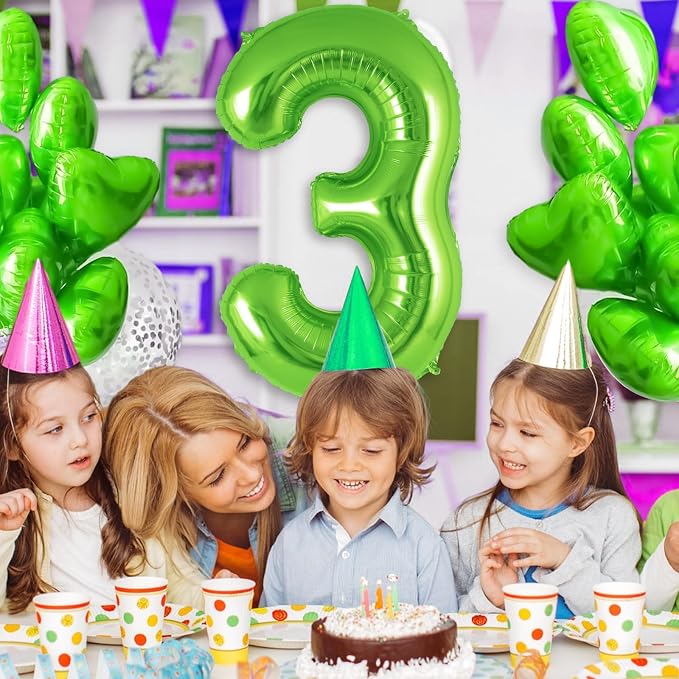 Green Number 3 Balloon 40 Inch, Big Large Foil Helium Number Balloons, Jumbo - Image 4