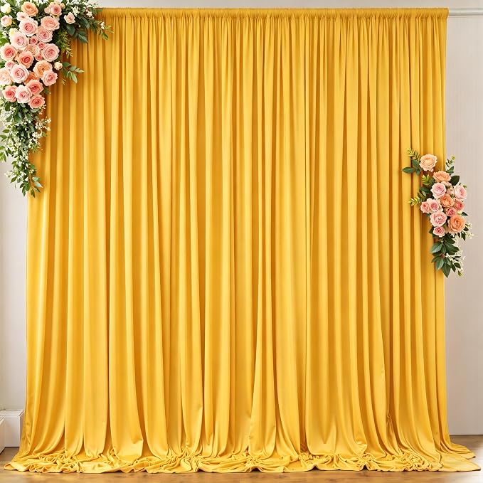 10 ft x 10 ft Wrinkle Free Yellow Backdrop Curtain by Outpain