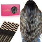 WENNALIFE Tape in Hair Extensions Human Hair, 20pcs 50g 18 inch Natural Black to Light Blonde Remy Hair Extensions Straight Human Hair Tape in Extensions Skin Weft Tape Extensions Human Hair