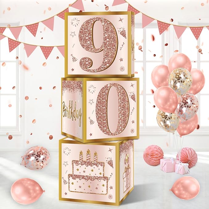 Guiruiy 3Pcs 90th Birthday Decorations Balloon Gift Boxes by Guiruiy