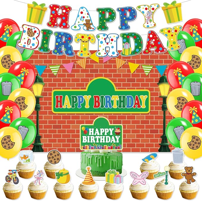 42Pack Sesame Friends Party decoration pack include Banner, Honeycomb by Frerand
