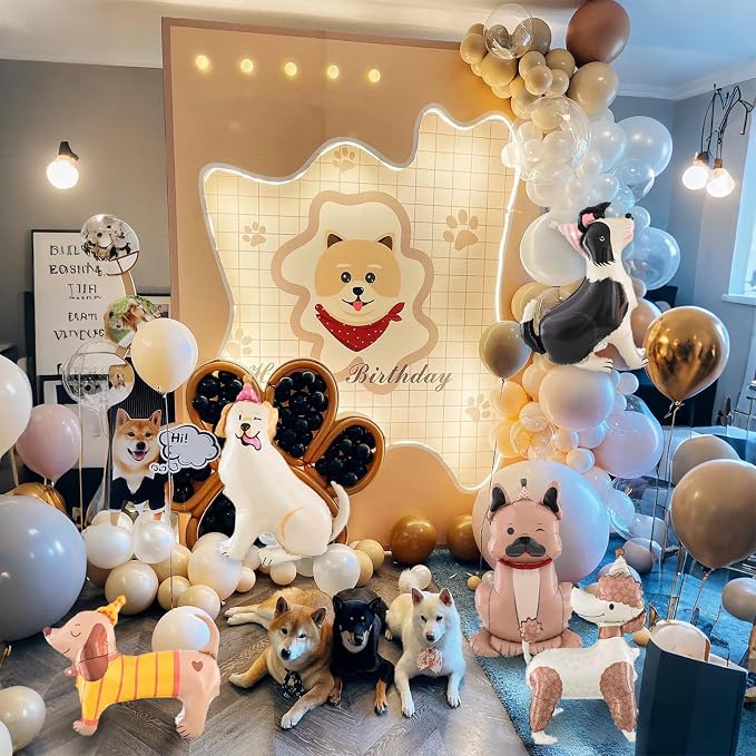 5PCS Dog Balloons Dog Themed Birthday Party Decorations Cute Puppy Foil Mylar - Image 4