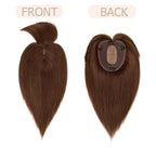 Hair Toppers for Women Real Human Hair With Bangs, 13 * 15 cm Larger Silk Base 150% Density Clip In Topper Hairpieces, Wiglet Top Pieces Add Volume -10 Inch 04 Medium Brown