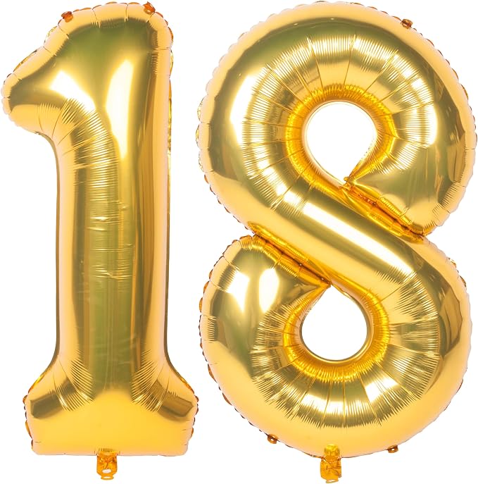 40 Inch gold Number Balloons 18 Helium Foil Mylar Balloon | Birthday Party by Exquisitehighqualitypartydecorationstomeetyoureveryneed%EF%BC%81