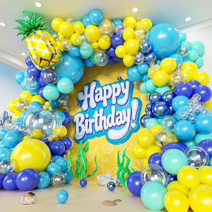 160pcs Cartoon Sponge Balloons Garland Arch Kit, Birthday Decorations Yellow by PTGOLUO