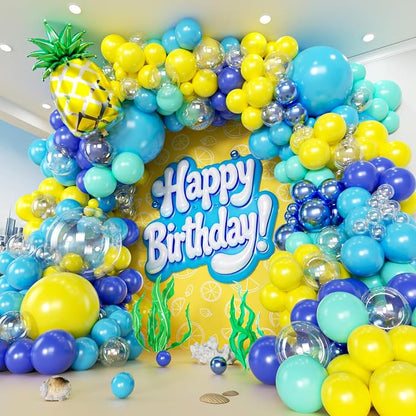 160pcs Cartoon Sponge Balloons Garland Arch Kit, Birthday Decorations Yellow by PTGOLUO