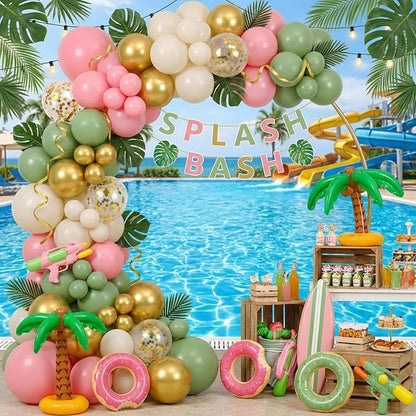 RUBFAC Pink and Sage Green Balloons, Party Easter Balloons Metallic Gold - Image 7