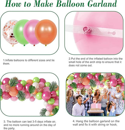 117Pcs Tropical Balloons Arch Garland Kit Luau Party Decorations | Hot Pink - Image 6