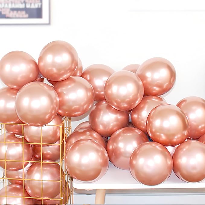 Rose Gold Latex Metallic Chrome Balloons, 12 Inch by COLORFULELVES