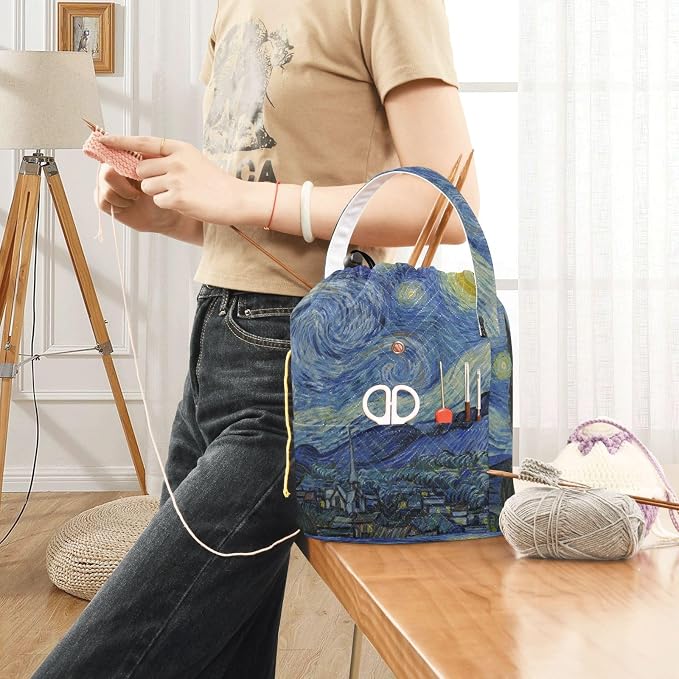 Yarn Bag Crochet Bag Drawstring Yarn Storage Organizer Small Knitting Project - Image 6
