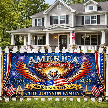 Personalized 250 Years of Freedom USA Banner 1776-2026, Patriotic American by LOVELYPOD