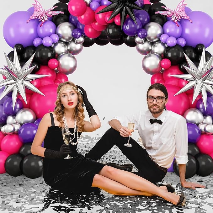 Hot Pink and Purple Balloon Arch Kit - Image 5