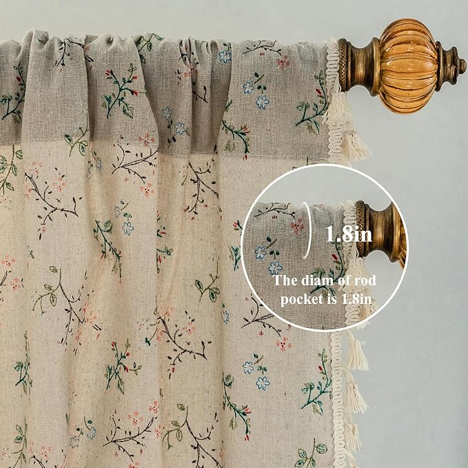 ENJOYBRIDAL Semi Sheer Curtains 52x96 Inch 1 Panel, Floral Print - Image 2