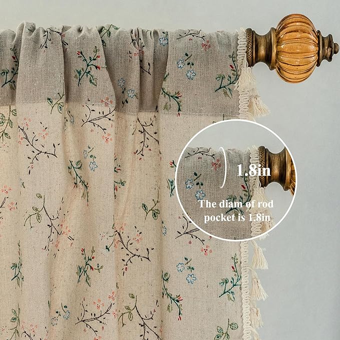 ENJOYBRIDAL Floral Living Room Curtains 84 Inches Long Doorway Vintage Semi - Image 2