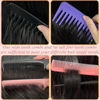 6PCS Large Wide Tooth Comb Rat Tail Comb Set, Shower Combs for Wet or Dry Hair, Premium Hair Brush Combs Detangle Curls, Detangler Comb for Detangling Wigs, Styling Curly Parting Kit for Men and Women
