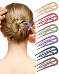 French Hair Pin for Women - U-Shaped Hair Fork for Updos, Chignons & French Twists, Durable Acrylic, Secure & Elegant Styling for All Hair Types (Dark 6 Colors (Matte))