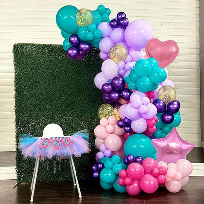 Pink Purple Blue Balloons, 12 Inch Teal Blue Hot Pink Metallic Pearl Purple - Image 4
