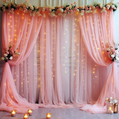 20x10ft Dusty Rose Tulle Backdrop Curtain by Partisky