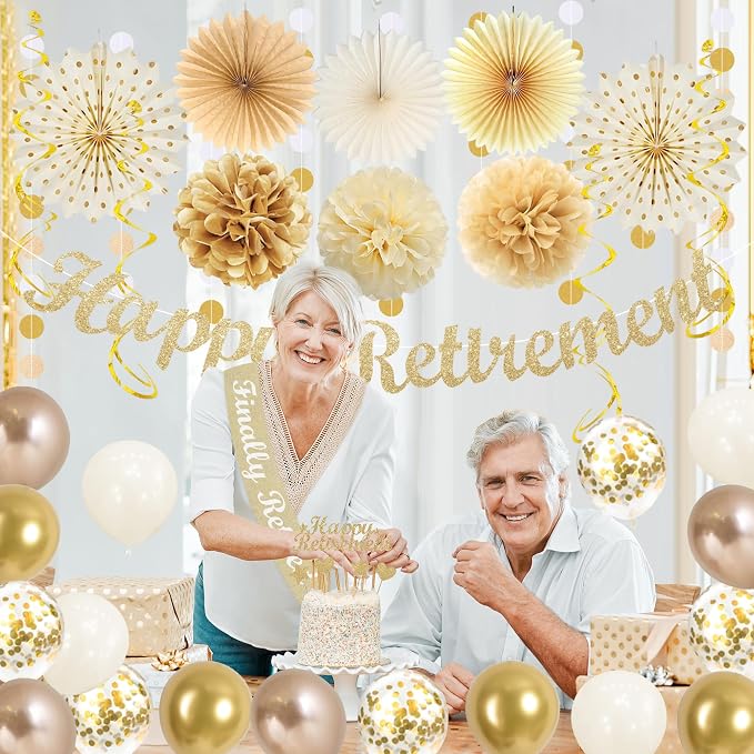 Vlipoeasn Champagne Gold Retirement Decorations - Image 5