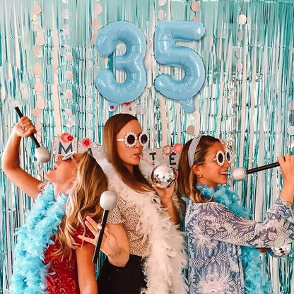 TONIFUL Number Balloon 16Inch 10 Pcs Light Blue 0-9 Birthday Number Ballons | - Image 6