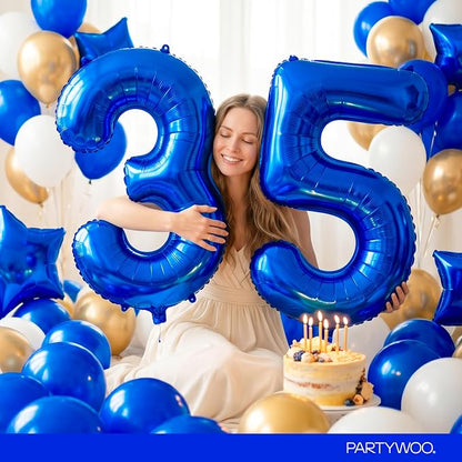 PartyWoo Number Balloons 40 Inch Blue Number 5 Kit - Image 8