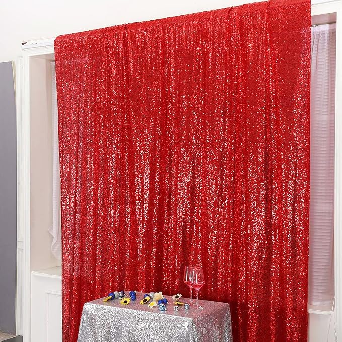 Eternal Beauty Red 3mm Sequin Backdrop 7x7 Ft - Image 8