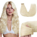 GOO GOO Tape in Hair Extensions Human Hair, 1000 Pure Platinum Blonde, 16inch 50g 20pcs, Skin Weft Seamless Invisible, Silky Straight with Thick Ends, Remy Human Hair
