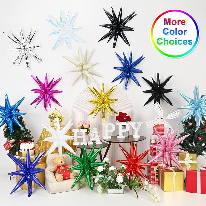 9Pcs Black Star Balloons, Large Explosion Star Foil Balloons, Metallic Black - Image 7