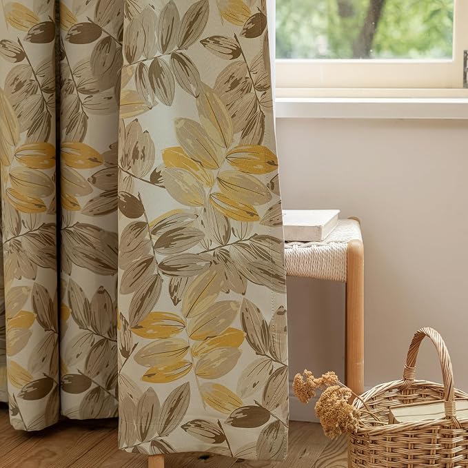 SUOUO Brown Floral Blackout Curtains by SUOUO