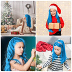 New Hair Chalk Comb Temporary Bright Hair Color Dye for Girls Kids, Washable Hair Chalk for Girls Age 4 5 6 7 8 9 10 New Year Birthday Cosplay DIY, Halloween, Christmas (Blue)