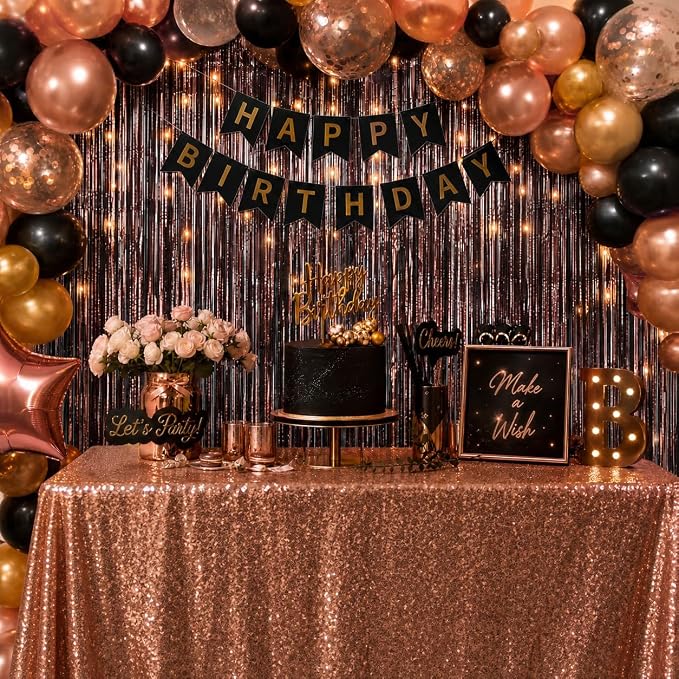 2PCS Coffee Foil Fringe Backdrop Curtains, Fringe Backdrop - Image 3