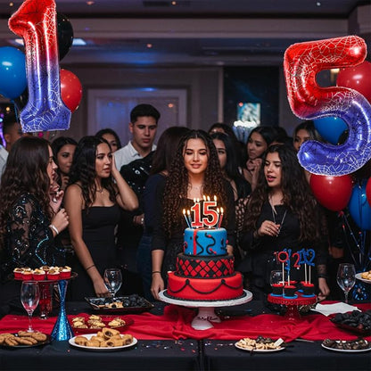 40 Inch Red Blue Number 5 Balloon - Image 4